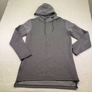 American Stitch Ribbed Hoodie Sweatshirt Zipper Sides Gray Black Men's Size M